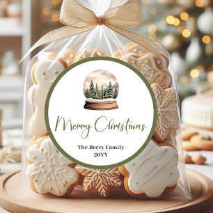 Redonda Pegatina de nombre de familia de Navidad neutral c