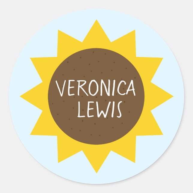 Redonda Pegatina de nombre de girasol (Anverso)