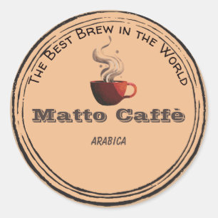 Redonda Pegatina de nombre de marca de café de negocios de