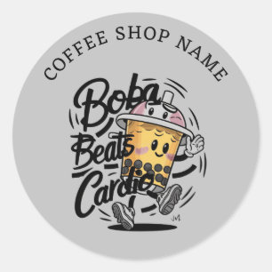 Redonda Pegatina de nombre de marca divertida Boba Beats C