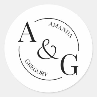 Redonda Pegatina de nombres de monogramas Minimalistas en 