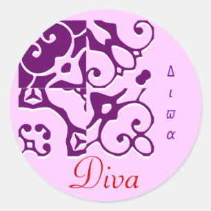 Redonda Pegatina de nombres del diseñador de diva