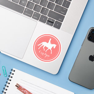 Redonda Pegatina de nombres personalizados de caballos y C