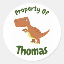 Redonda Pegatina de nombres personalizados de dinosaurios 