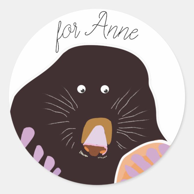 Redonda Pegatina de nombres personalizados de Mole (Anverso)