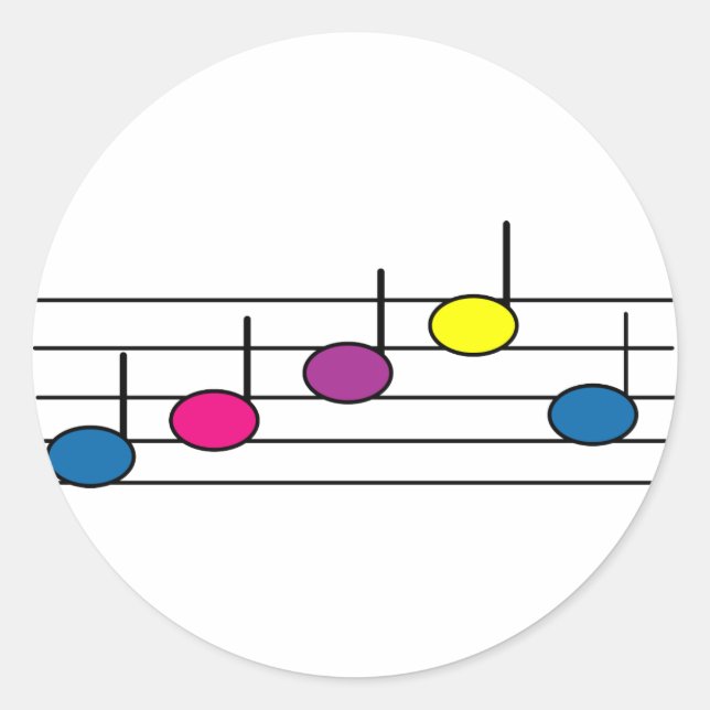 Redonda Pegatina de notas musicales (Anverso)