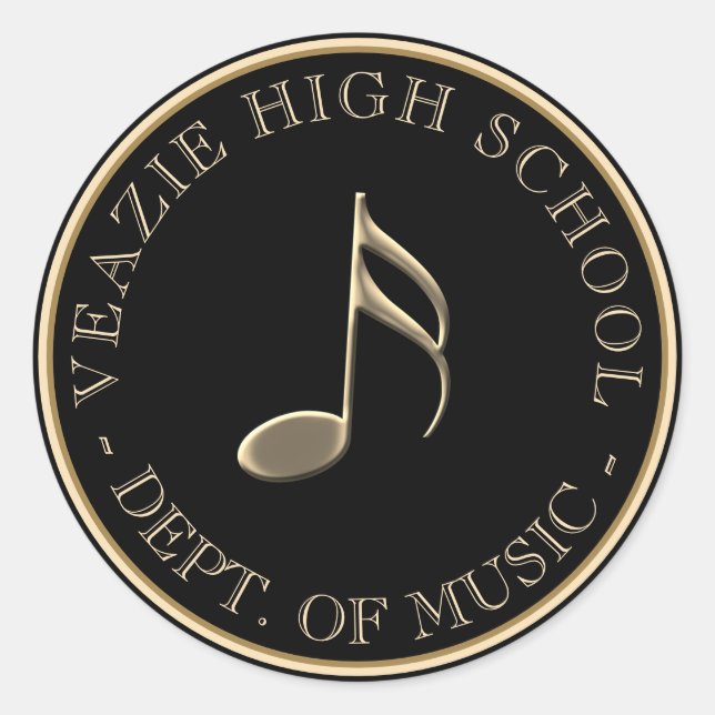 Redonda Pegatina de notas musicales para escuelas y grupos (Anverso)