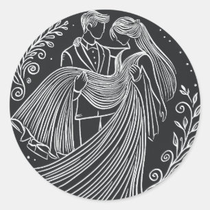 Redonda Pegatina de novias y Bodas de Groom