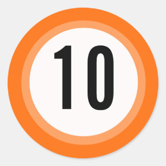 Redonda Pegatina de número de naranja