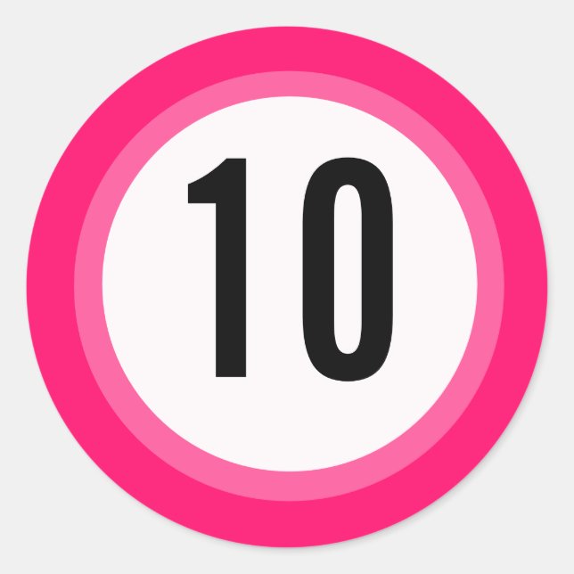 Redonda Pegatina de números rosados (Anverso)