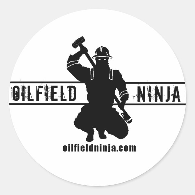 Redonda Pegatina de Oilfield Ninja Hardhat (Anverso)