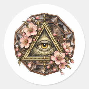 Redonda Pegatina de Ojo de Flor de Cerezo