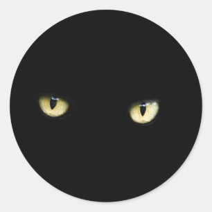Redonda Pegatina de ojos de gato negro de Halloween