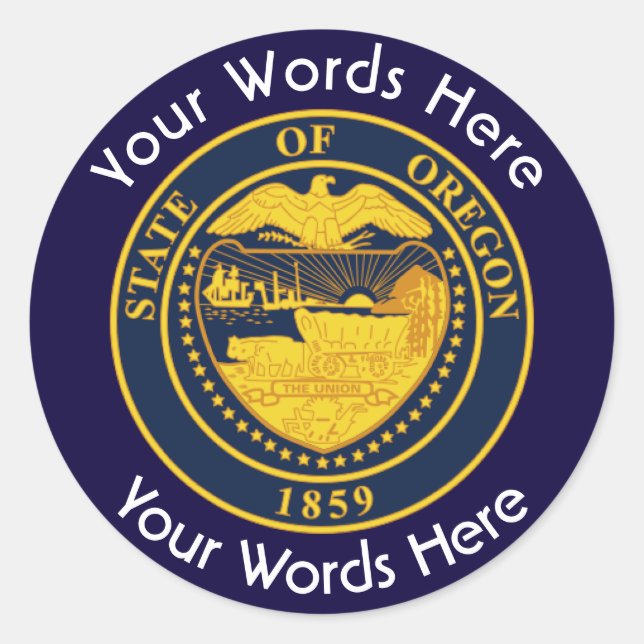 Redonda Pegatina de Oregon Great Seal Personalizado (Anverso)