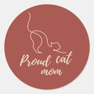 Redonda Pegatina de orgullosa mamá de gato negro – Regalo 