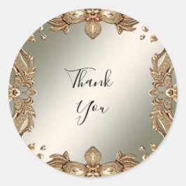 Redonda Pegatina de Ornate Gold