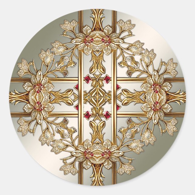 Redonda Pegatina de Ornate Gold (Anverso)