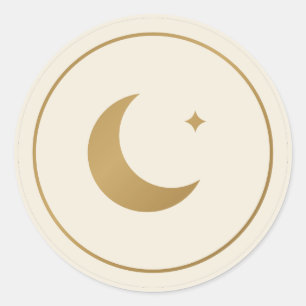 Redonda Pegatina de oro de media luna de Ramadan Eid crema