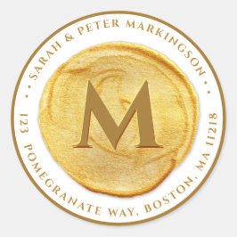 Redonda Pegatina de oro monograma personalizado