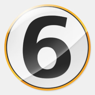 Redonda Pegatina de oro número 6