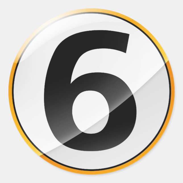 Redonda Pegatina de oro número 6 (Anverso)