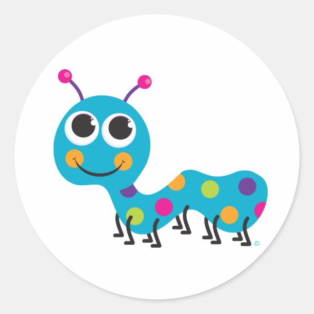 Redonda Pegatina de oruga (Anverso)