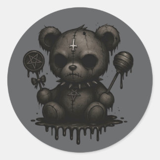 Redonda Pegatina de osito de peluche gótico