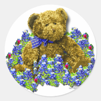 Redonda Pegatina de oso de Bluebonnet