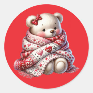 Redonda Pegatina de oso de peluche Kawaii – Diseño dulce y