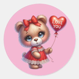 Redonda Pegatina de oso de peluche Kawaii – Diseño dulce y