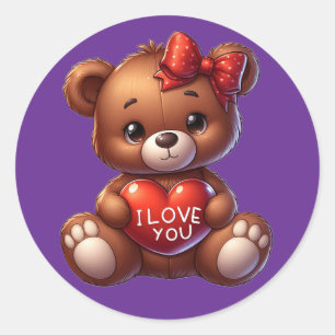 Redonda Pegatina de oso de peluche Kawaii – Diseño dulce y