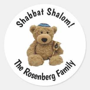 Redonda Pegatina de oso de peluche personalizada de Shabba