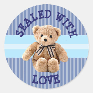 Redonda Pegatina de Oso de Peluche Sellado con Amor