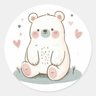 Redonda Pegatina de oso lindo - Diseño animal adorable