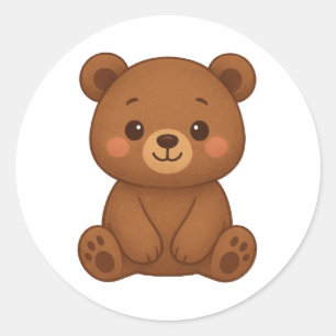 Redonda Pegatina de Oso Lindo – Ilustración de adorable os