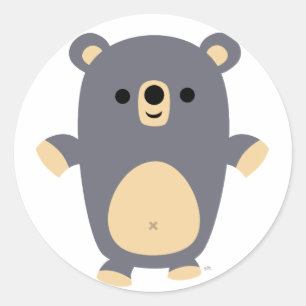 Redonda Pegatina de oso Personalizado azul grande