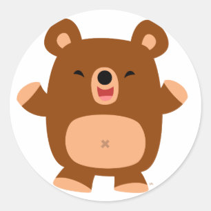 Redonda Pegatina de oso Personalizado de Cute Laughing