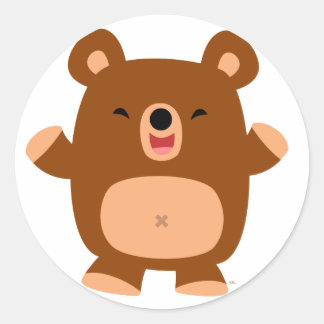 Redonda Pegatina de oso Personalizado de Cute Laughing