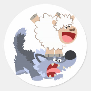 Redonda Pegatina de Oveja y Lobo de Personalizado de jugue