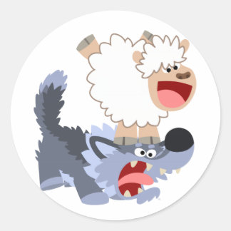 Redonda Pegatina de Oveja y Lobo de Personalizado de jugue