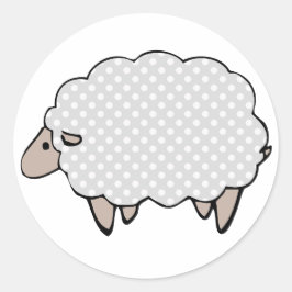 Redonda Pegatina de ovejas grises de Polkadot simplista