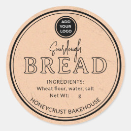 Redonda Pegatina de pan de masa madre de papel kraft rústi