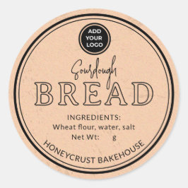 Redonda Pegatina de pan de masa madre de papel kraft vinta