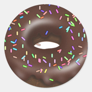 Redonda Pegatina de panadería Chocolate Sprinkle Donut