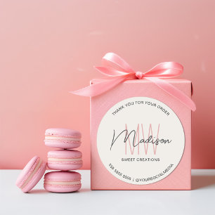 Redonda Pegatina de panadería con logotipo de monograma pe