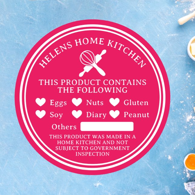 Redonda Pegatina de panadería de alerta de alergía aliment (Subido por el creador)