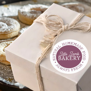 Redonda Pegatina de panadería personalizada Purple Homemad