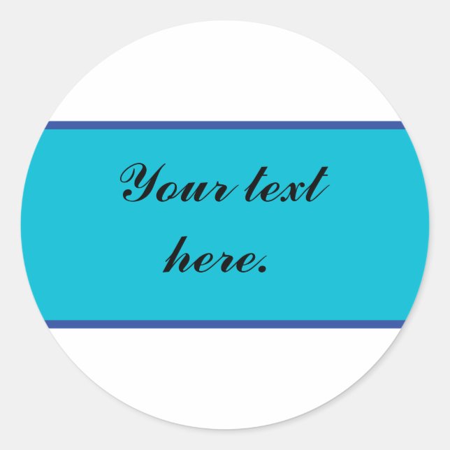 Redonda Pegatina de pancartas azules con texto Personaliza (Anverso)