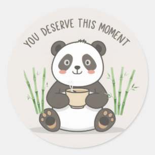 Redonda Pegatina de Panda Adorable Kawaii Motivacional