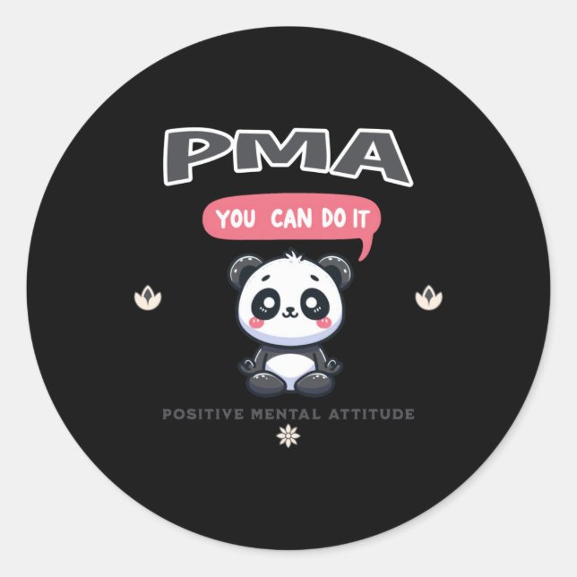 Redonda Pegatina de Panda de Actitud Mental Positiva (Anverso)